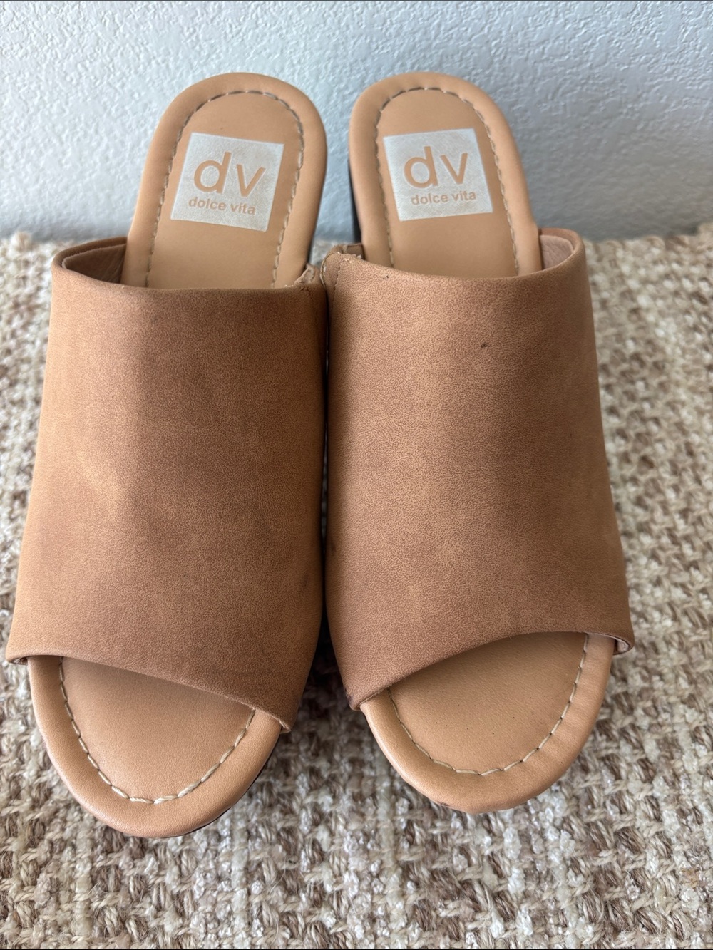 Dolce Vita Cognac Brown Open-Toe Slide Sandals